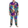 thumbnail image 3 of Salouo Magic Mushrooms ,Fireflies Print Button-Front Long Sleeve Pajama Set for Men, Soft 2Pjs Men's Long Sleeve Sleepwear-X-Large, 3 of 7