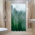 thumbnail image 3 of Green Forest Small Stall Shower Curtain Half 36Wx72H Inch Foggy Mountain Pine Tree Woodsy Cloudy Landscape Nature Rustic Woodland Misty Rainforest Narrow Single Waterproof Bathroom Bathtub, 3 of 6