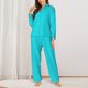 thumbnail image 2 of Balery Aqua Conjunto de Pijama con Estampado para Mujer, Conjunto de Dos Piezas con Manga Larga, Ropa de Dormir Suave con Bolsillos, Pijamas Cómodos-Small, 2 of 7