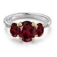 thumbnail image 3 of Gem Stone King 925 Silver and 10K Yellow Gold Red Rhodolite Garnet and Lab Grown Diamond Engagement Ring for Women | 3.06 Cttw | Oval 9X7MM | January Birthstone | Size 8, 3 of 6