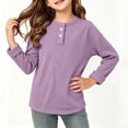 thumbnail image 2 of ATOGUTA Long Sleeve Shirts Girls Casual Long Sleeve T Shirts Kids Crewneck Tops Fashion Tees Size 0-12, Purple, 2 of 6