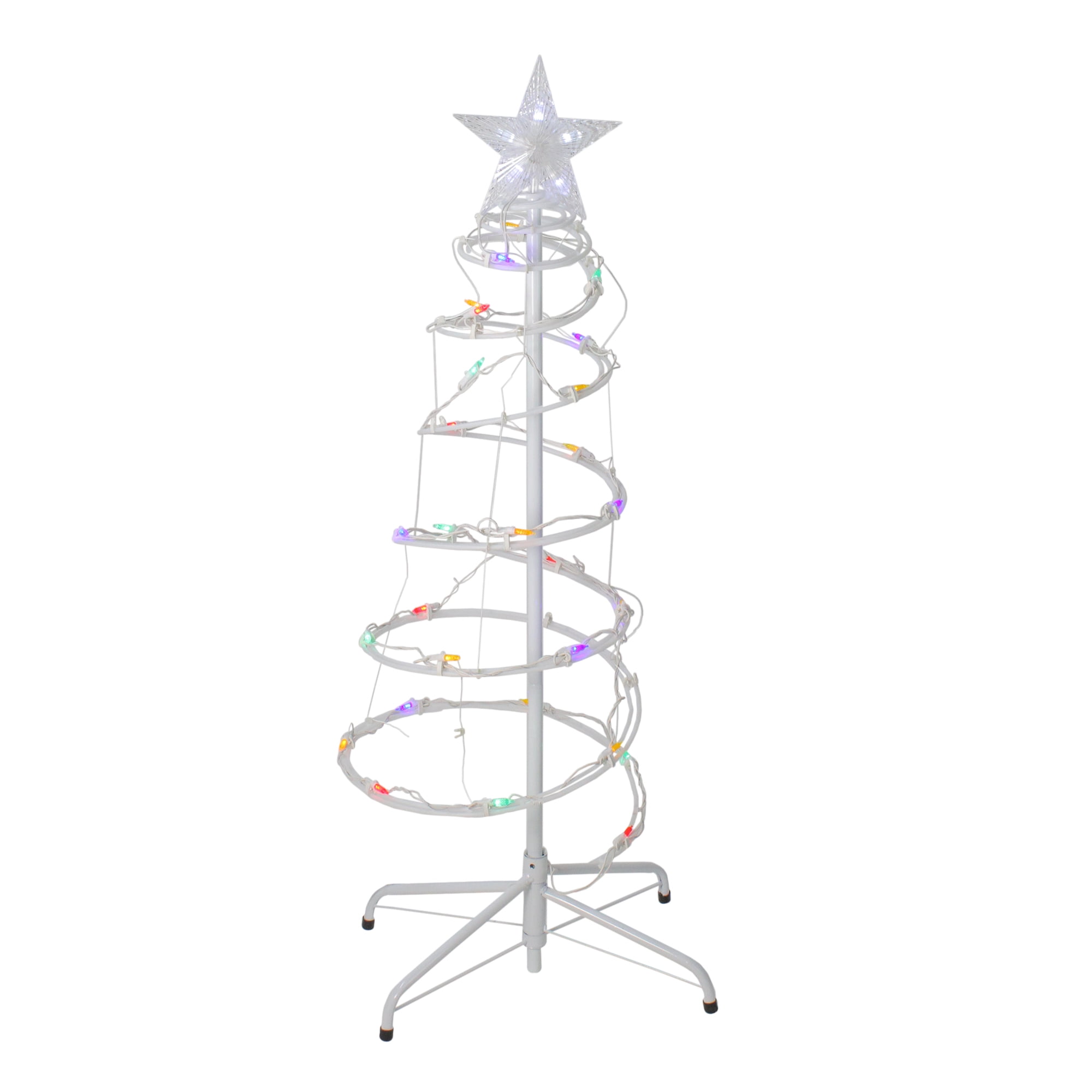 Set Of 2 Multi Color Led Lighted Spiral Cone Tree Outdoor