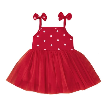 

Youmylove Toddler Kids Baby Girls Strap Bowknot Sleeveless Dot Tulle Princess Dress Outfits Clothes Summer Dresses Spring Clothing