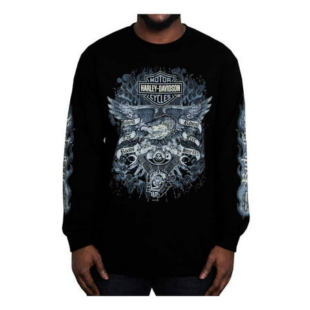Harley Davidson Mens Eagle - Harley-Davidson Men's Gauntlet Eagle Long Sleeve Crew Neck Shirt, Black, Harley Davidson