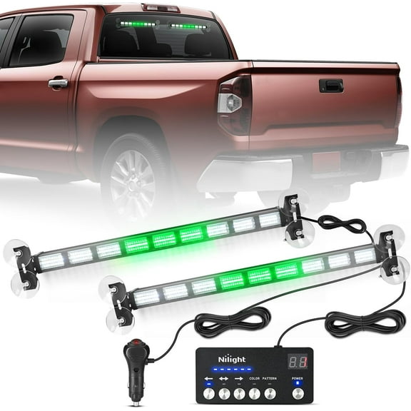 Nilight 162 LED Traffic Advisor Strobe Light Bar 2-in-1 Green White Emergency Warning Hazard Lights with Controller 4 Switchable Color 36 Flash Pattern for Trucks Cars Tow Plow