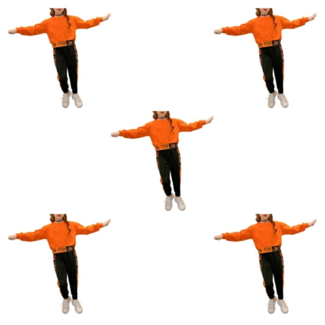 Qarigey Senderismo Niñas Deportes Camisa Pantalones Conjunto Otoño Banquete Jogging Ejercicio Niños Tops Pantalones Ropa Naranja 120 cm Type2 NO2
