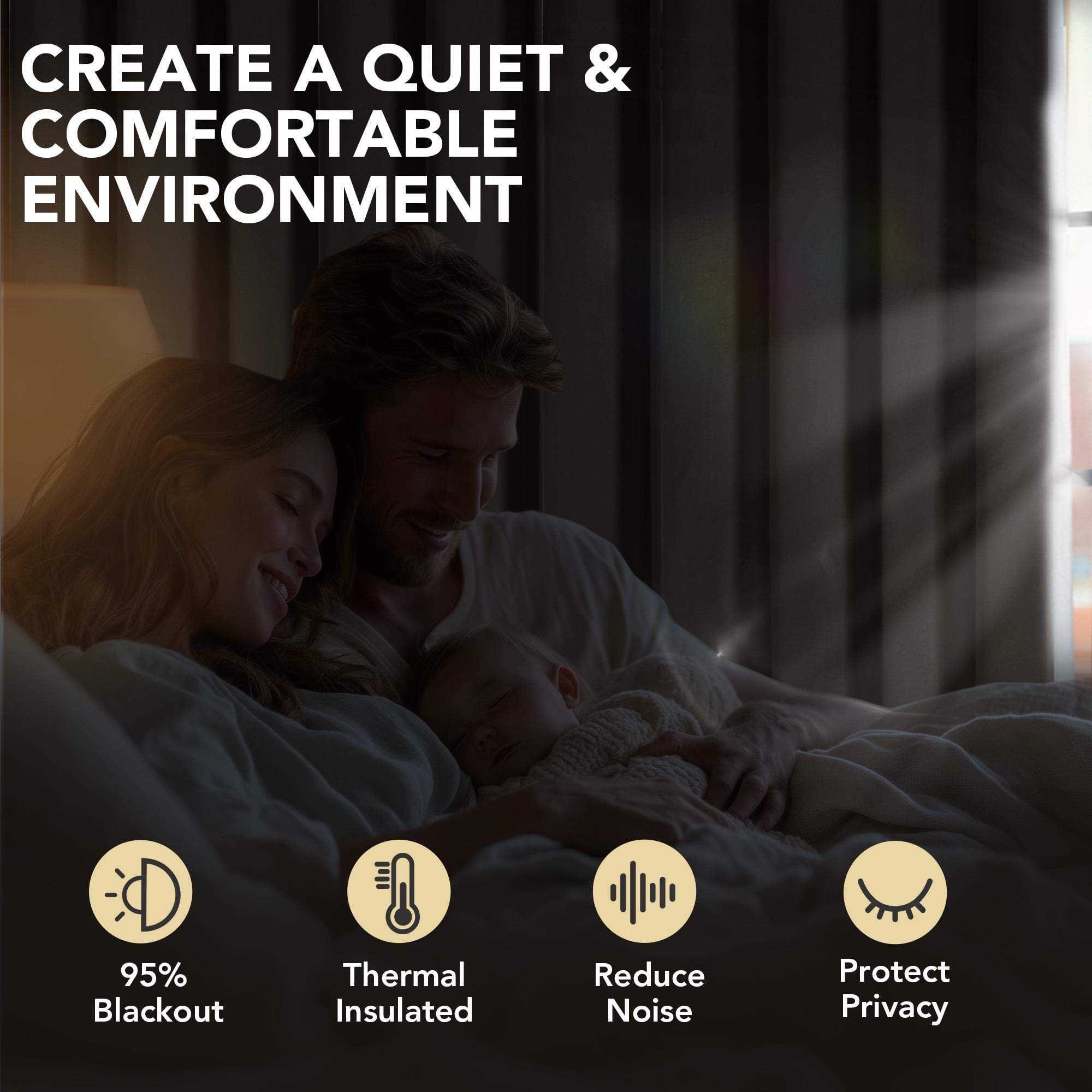 Deconovo Thermal Textured Room Darkening Curtain Panels for Bedroom Privacy, 52"x72", Khaki, 2 Panels