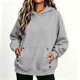 thumbnail image 5 of SYwaren Women's Oversized Hoodies Solid Color Long Sleeve Button Pocket Loose Casual Pullover Sweatshirt, 5 of 8