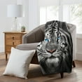 thumbnail image 6 of White Tiger Stare Raschel Throw Blanket, 50 x 60 iches, 6 of 8