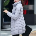 thumbnail image 4 of Women's Solid Color Quilted Puffer Jacket Winter Coats For Women Fashion Mid Length Padded Bubble Coat, 4 of 5