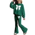 thumbnail image 3 of Tiijoy Girl's Outfits Bow Print Pullover Sweatshirt & Flared Pants Set, Sizes 3-10, 3 of 3