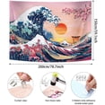 thumbnail image 2 of (59 x 78,7 pulgadas) Tapiz de olas del océano Tapiz de puesta de sol Tapiz de pared japonés Kanagawa Tapiz de fondo natural de flor de cerezo de onda ancha JM, 2 of 5