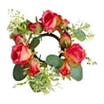 thumbnail image 4 of FashionCha Candle Ring Candleholder Table Centerpiece Candlestick Holder Artificial Flowers Dark Pink, 4 of 9