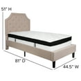thumbnail image 4 of Emma + Oliver Twin Arched Tufted Platform Bed/Mattress in Beige Fabric, 4 of 5