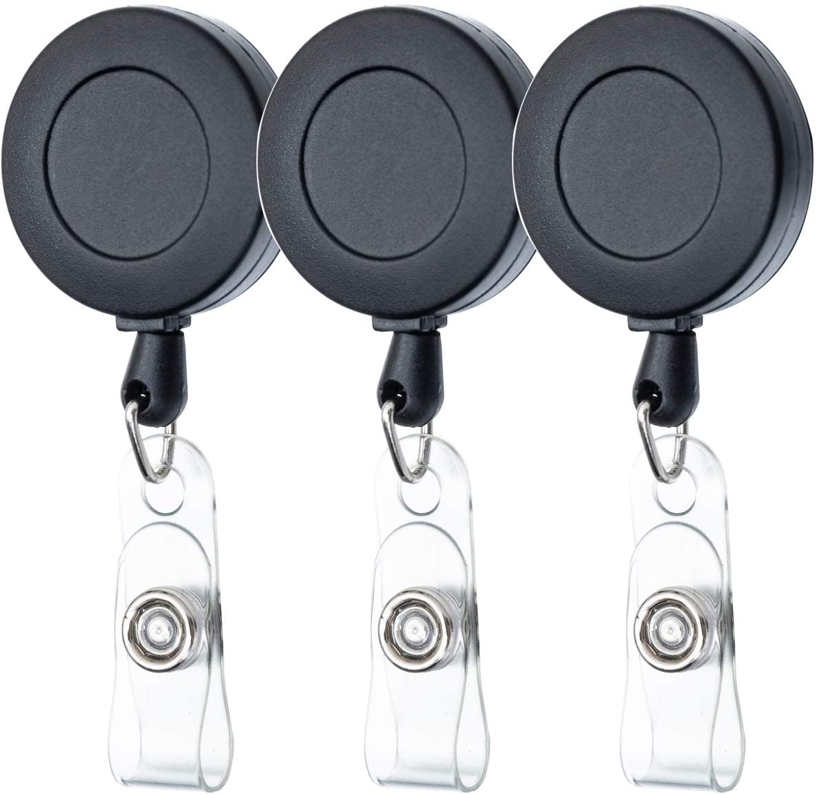 Retractable Badge Holder Carabiner Reel Clip On Id Card Holders (Black