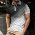 thumbnail image 2 of Afuyipoi Men's Printed Zip Shirt,Casual Button-Down Collar Short Sleeve Stretch T-Shirts Gray 2XL, 2 of 7