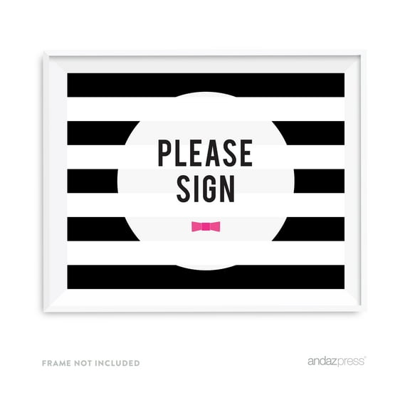 Please Sign Modern Black and White Stripes Wedding Party Signs
