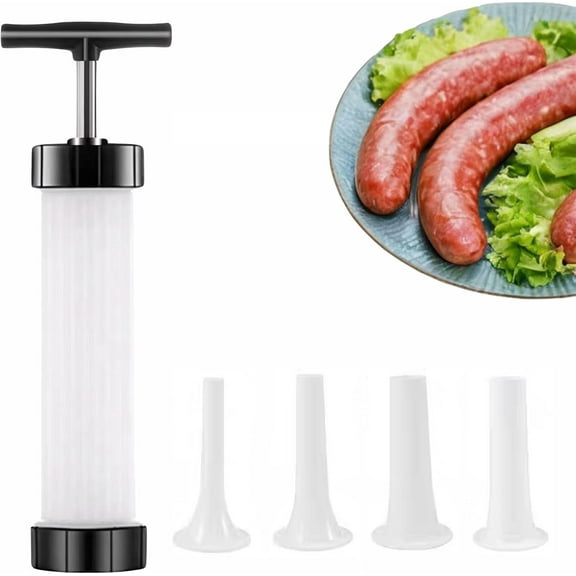 Manual Homemade Sausage Stuffer Kit: Sausage Maker with 4 Stuffing Tubes, Sausage Stuffer Tool Meat Filler, Sausage Press Meat Filling Machine for Household Use Salami Maker