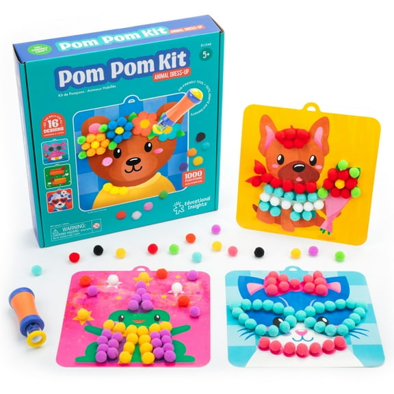 Educational Insights Pom Pom Craft Kit, Arts and Crafts Sets and Supplies for Kids Ages 5 and up