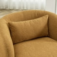 thumbnail image 3 of 34" Wide Brown Bouclé Swivel Barrel Accent Chair with Pillow, Modern Upholstered Armchair, 3 of 11