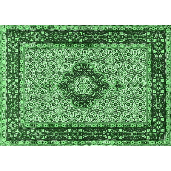 Ahgly Company Indoor Rectangle Persian Emerald Green Traditional Area Rugs, 2' x 5'