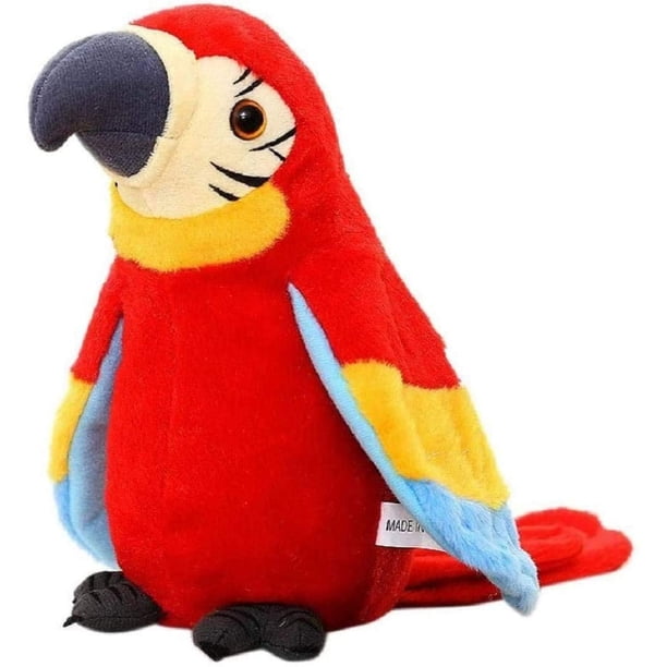 Juguete eléctrico de loro - Juguete parlante - Peluche - Con función de grabación y reproducción - Peluche para niños y niñas (rojo)