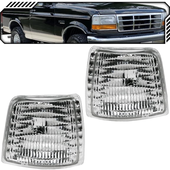 EPIC LIGHTING OE Style Halogen Corner Lights Assembly Replacement for FORD 92-96 BRONCO 92-97 F-150 [ FO2550110 FO2551108 F2TZ15A201D F2TZ15A201C ] Pair