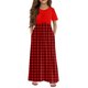 thumbnail image 3 of Girls Summer Sundress Plaid Maxi Dress Short Sleeve Casual Summer Dresses with Pockets Perfect for Parties & Daily Wear ,Sie:150, 3 of 6