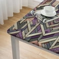 thumbnail image 4 of nygtbtfer Geometric Pattern Tablecloth Purple and Gray Oil Proof Polyester Table Cloth Cover Decor for Home Dining Outdoor,Parties,Elastic Edge White, 4 of 7