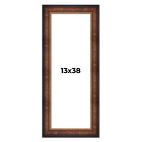 13x38 Frame Brown Walnut Gold Ornate Trim Solid Wood Plein Air Picture Frame | 3 Inch Moulding