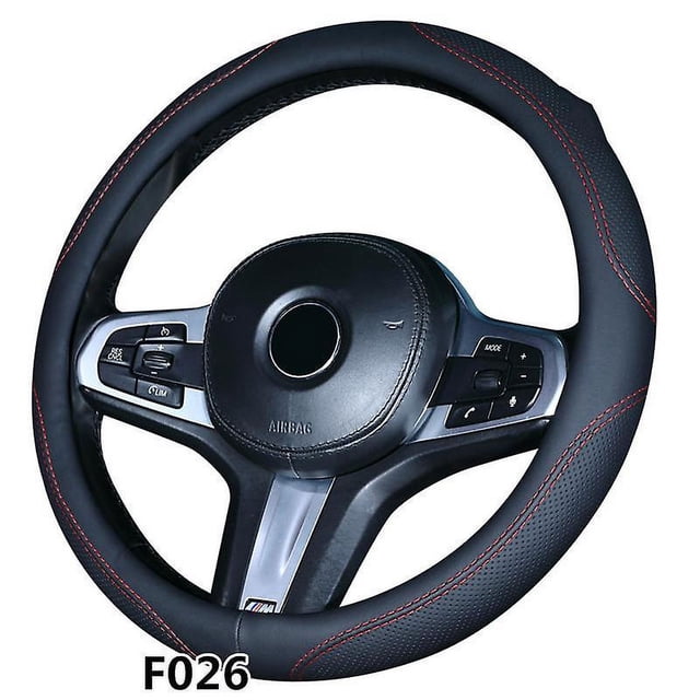 Funda para volante antideslizante Rojo Verde microfibra de cuero línea roja negra 36 a 38 cm