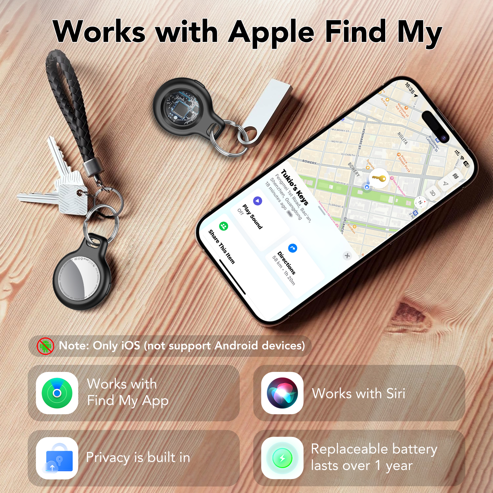 Tukio Bluetooth Tracker 4-Pack with Find My Support photo 5