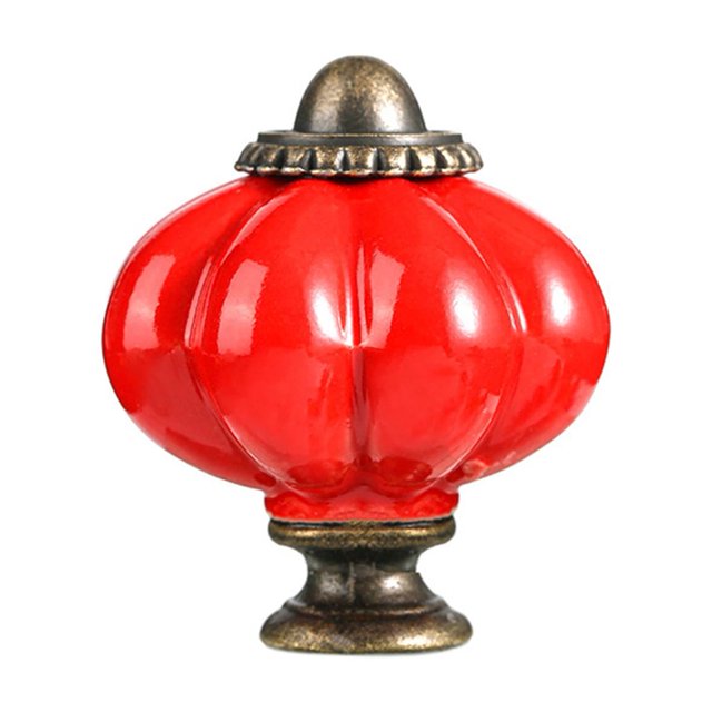 ZheElen Retro And Durable Ceramic Cabinet Handles For Kitchen Cabinets And Exquisite Big Red