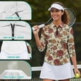 thumbnail image 6 of Uorisanigo Classic Rose Womens Golf Shirt with Zipper Size L Versatile Fashionable 3/4 Roll Sleeve Quick Dry Athletic Polo Shirts Soft Comfortable Tennis Tops Relaxed Workout Tops, 6 of 7
