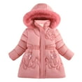 thumbnail image 3 of newwalpole Girls' Water-Resistant Long Puffer Jacket Winter Coat with Faux Furry-Lined Hood Watermelon Red for Size 3-4 Years, 3 of 9