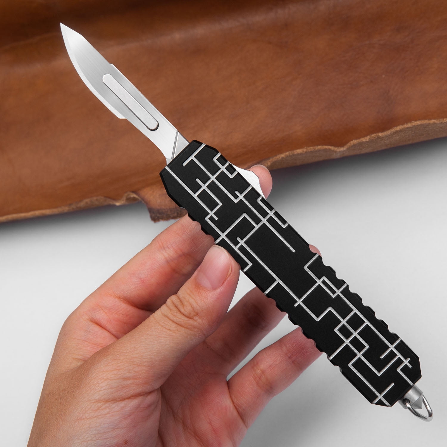 Aluminium Alloy Utility Knife with Clip Box Cutter EDC Scalpel Outdoor Pocket Knife 10pcs #60#24 Carbon Steel Blades