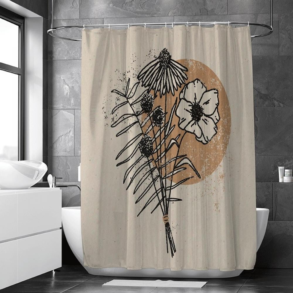 Minimalist Shower Curtain Bathtub and Islands Print for Bathroom 70 Inches Long 