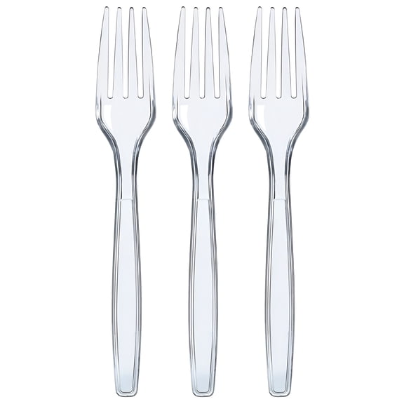 ACDANC 2026 New Disposable Clear Plastic Cutlery Heavyweight 100 Count (Forks) for Parties, Picnics, Catering, Events, Buffets, Takeout.
