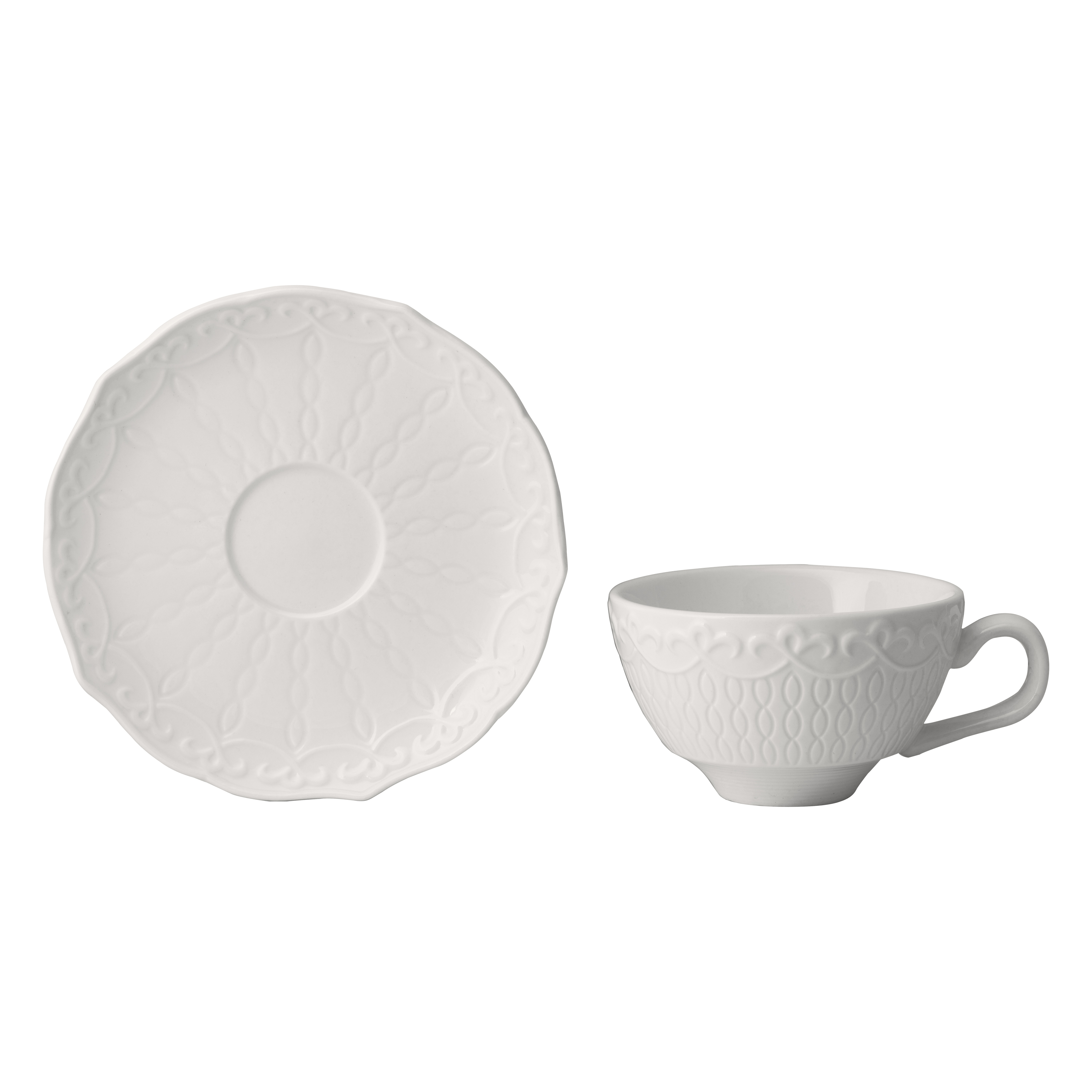 10 Strawberry Street Ever Porcelain Cup & Saucer, Set of 6, White
