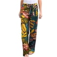 thumbnail image 1 of Pantalones de cintura alta para mujer Pantalones de pierna ancha con estampado floral elegante con estampado vintage Pompotops ulkah939311, 1 of 5