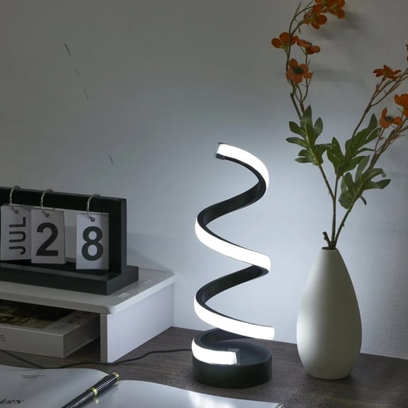 Spiral LED Desk Lamp, USB Powered 3‑Color Temperature Switchable Table Lamp, Modern Creative Decorative Desktop Light for Bedroom Living Room Study Room