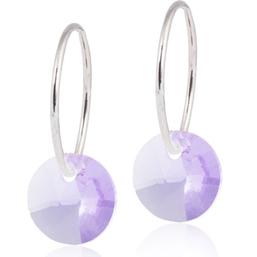 Blomdahl | Hypoallergenic | Natural Titanium Round Crystal Pendant Earrings | Best Choice For Sensitive Ears