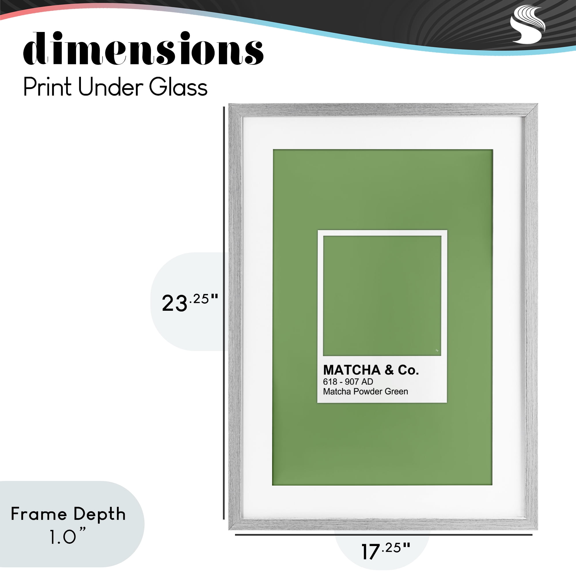 Stupell Industries Matcha Powder Green Shade Gray Framed Print Under Glass, design by Martina Pavlova