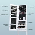 thumbnail image 5 of Nicetree Jewelry Cabinet with Full-Length Mirror, Standing Lockable Jewelry Armoire Organizer, 3 Angel Adjustable, White, 5 of 7
