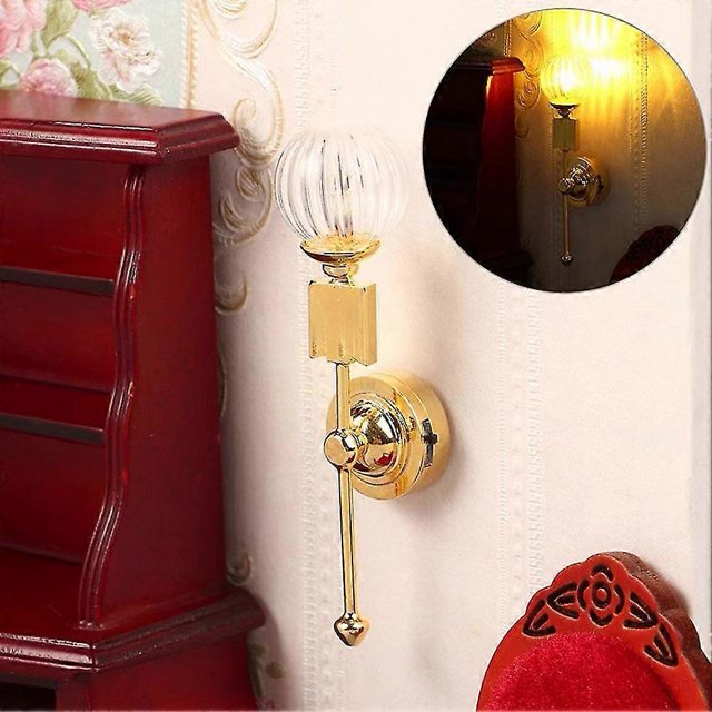 Mini Round Head Glass Wall Lamp 1:12 Dollhouses OB11 Bubble Accessories