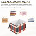 thumbnail image 6 of Yayeee Collapsible Storage Bin with Lid Fabric Closet Decorative Basket with Handles, Vibrant Red Tartan Pattern, 6 of 7