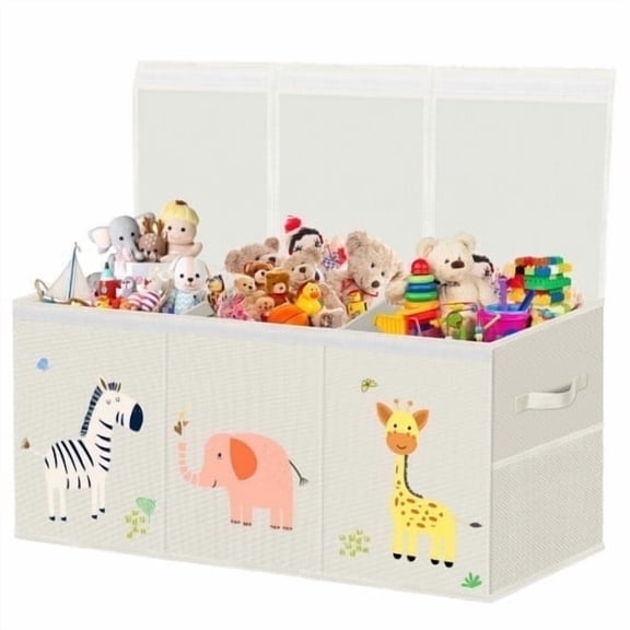 Extra Large Toy Box, Collapsible Sturdy Kids Toy Chest for Boys, Girls, Kids, 39*13.5*15.5",Toy Storage Organizer Toddler Storage Bins with Lids, Toy Box for Living Room, Bedroom, Nursery, Beige