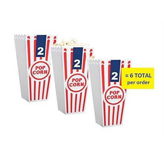 Individual Popcorn Tubs for Movie Nights, Set of 6