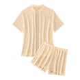 thumbnail image 6 of Womens Swimsuit Coverup Women's 2 Piece Cover Ups Set Short Sleeve Open Front Kimono Swimsuit Coverup With Shorts Beige,XL, 6 of 9