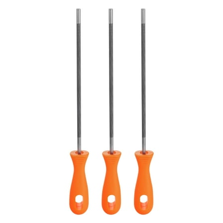 Uxcell 3pcs Chainsaw File 7/32"(5.5mm) Chrome Steel Double Cut Round Rasp with Plastic Handle for Chain Saw Polishing